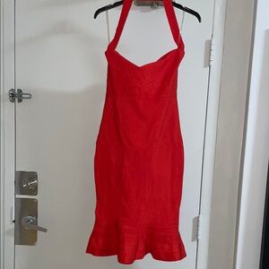 Red Ruffled Sweetheart Halter Sundress